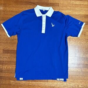 Peter Millar Grey Goose Polo Shirt Mens M Blue White‎ Cotton Embroidered Logo